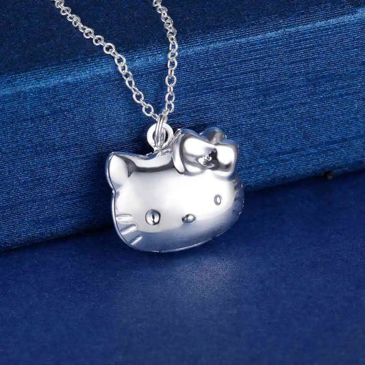 Sterling Silver Kitty Pendant Necklace